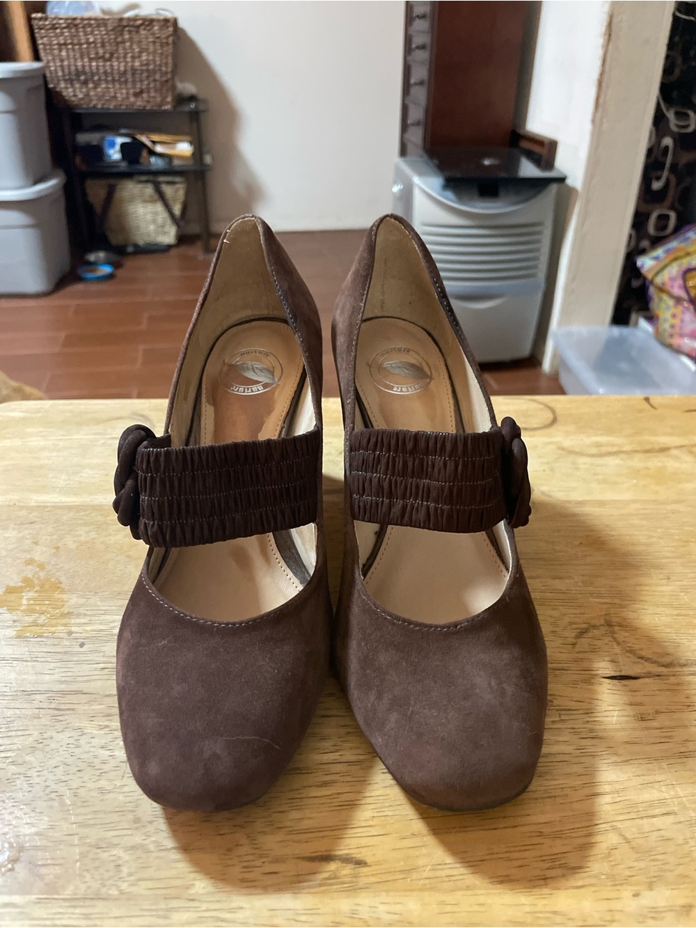 Nurture Madge dark brown suede leather Mary Jane pumps slip on block heel shoe 6 - Picture 5 of 16